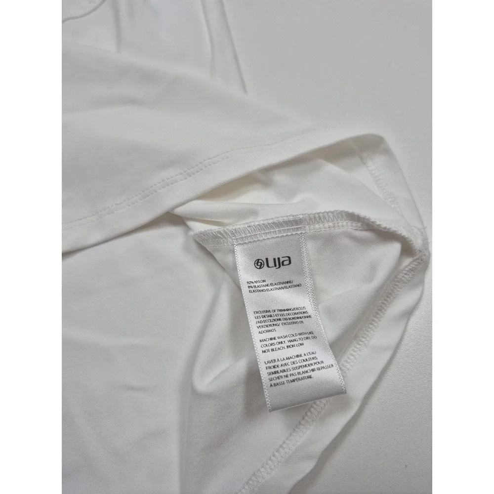 Lija Tank Dress Womens Large White Short Golf Mock Neck Zip A-Line NWT FLAW